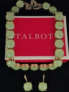 Talbots Mint Green Statement Necklace and Matching Earrings